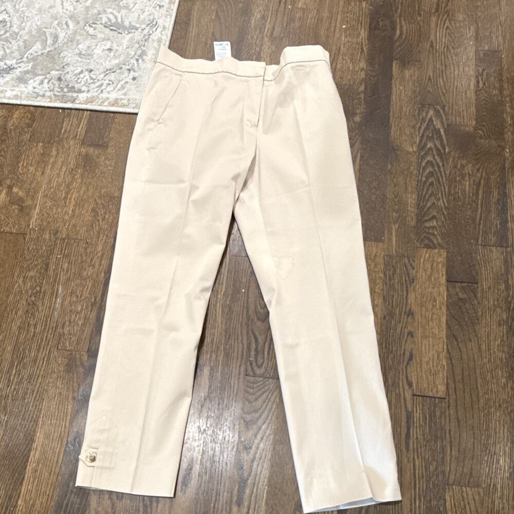 Max Mara Women’s Beige Solid Dress Pants Flat Front Stretch Zip Size 8 Regular